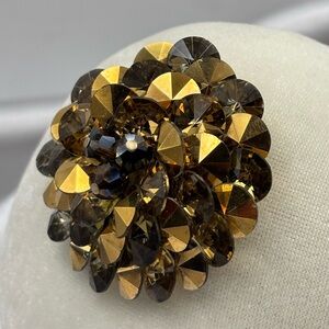 RARE Vintage SHERMAN Brooch Smoked Topaz Payette Crystals
